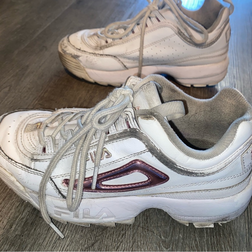 White Platform Fila Sneaker Shoe